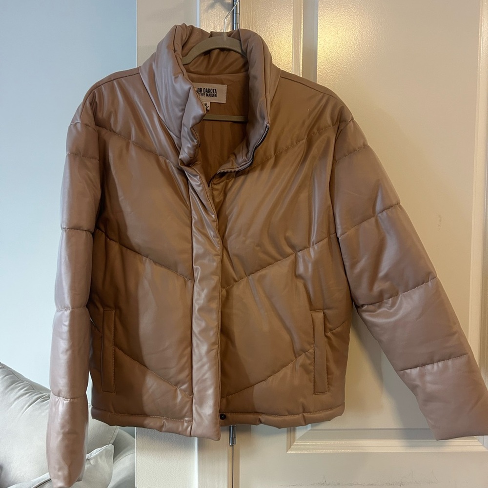 BB Dakota Tan Cropped Puffer Jacket